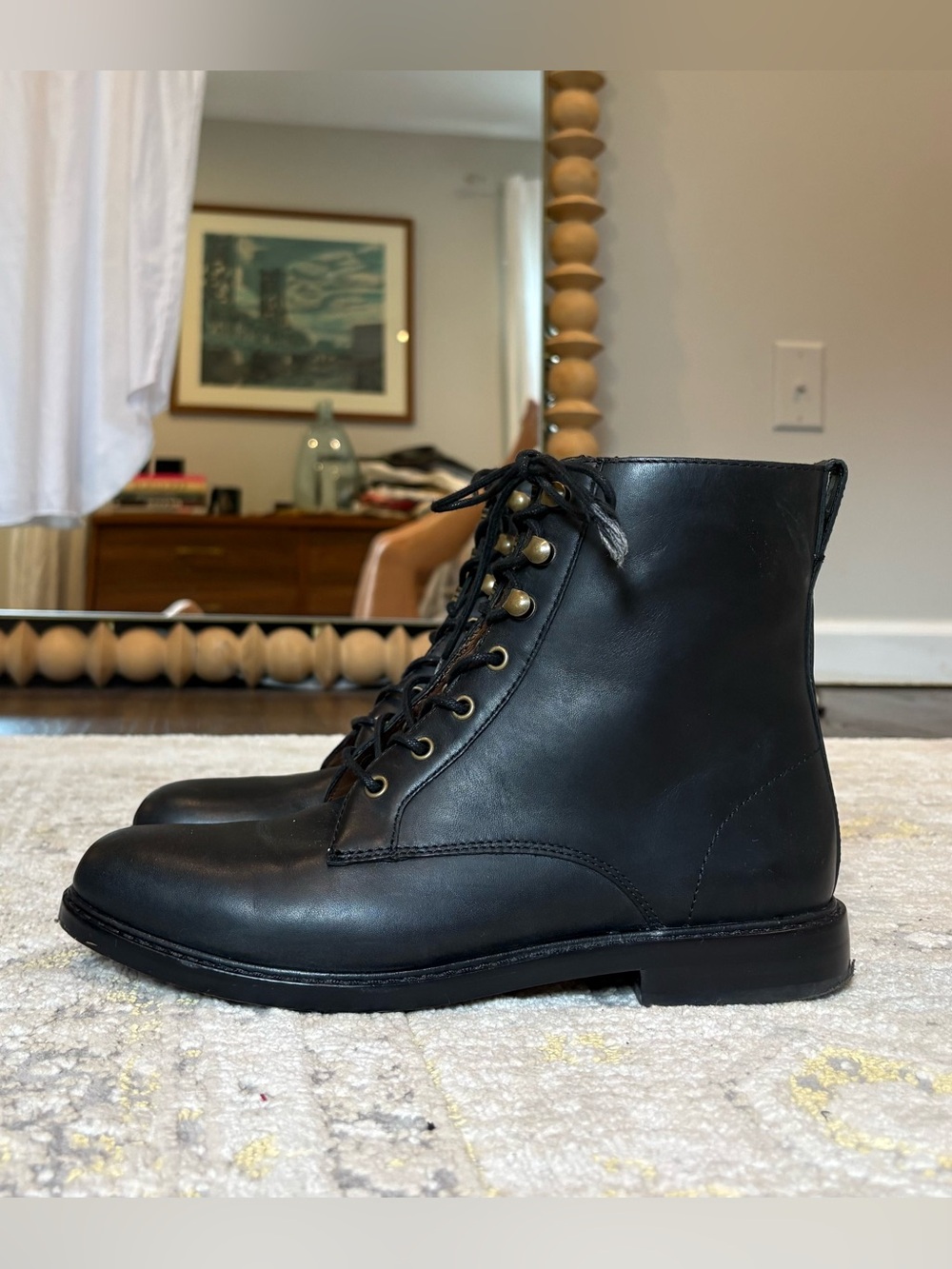 Madewell Black Leather Combat Boots - Picture 3 of 8
